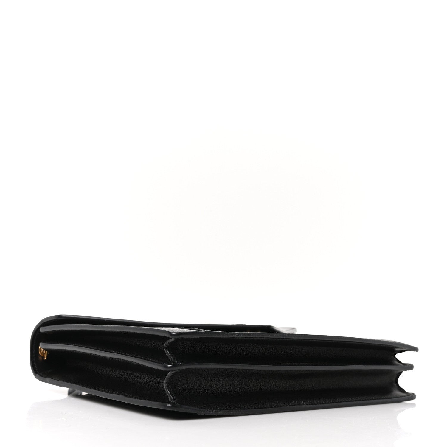 Saint Laurent Calfskin Crocodile Embossed Gaby Satchel Black