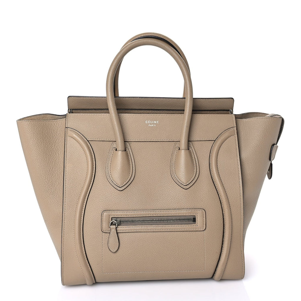 Celine Drummed Calfskin Mini Luggage Dune