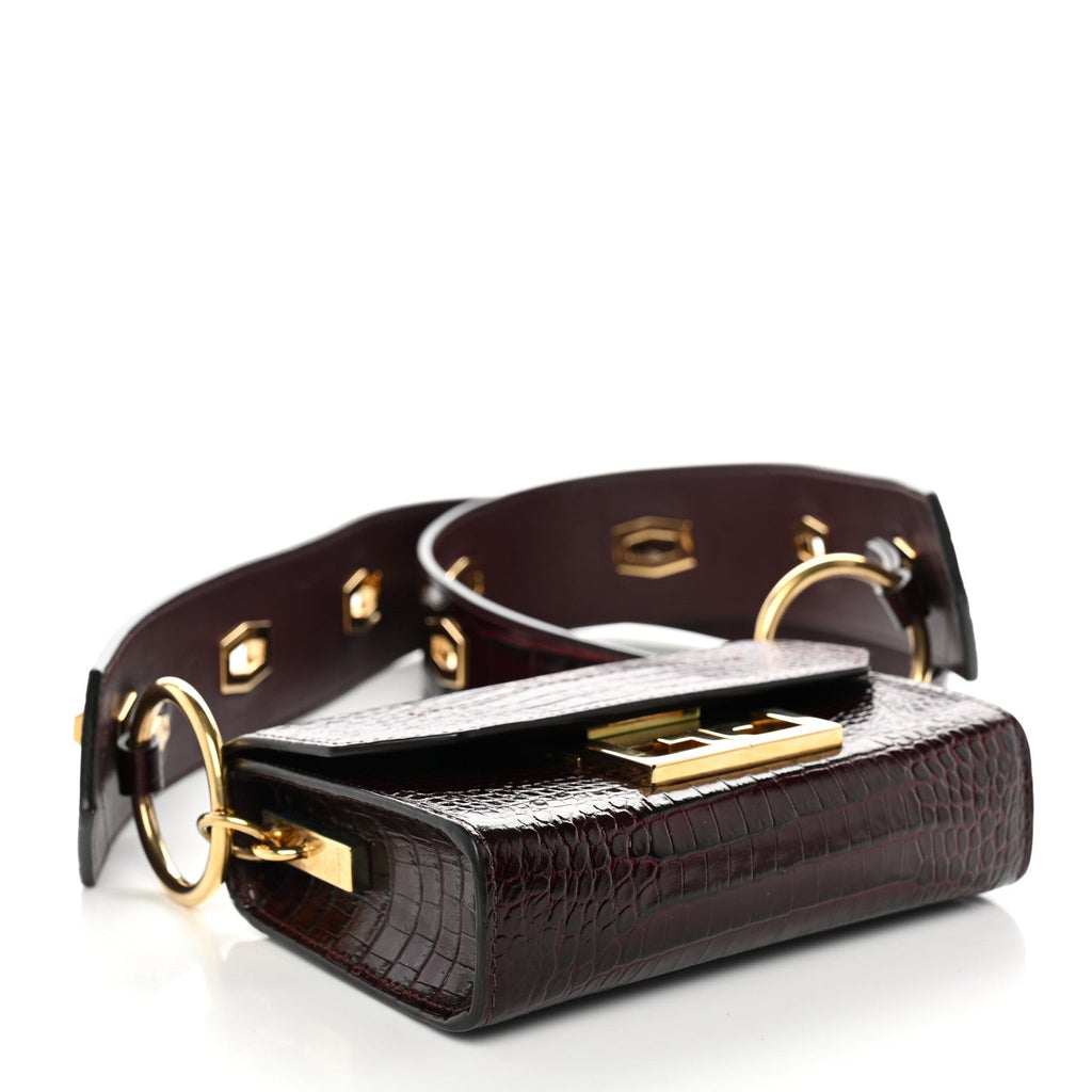 Givenchy Calfskin Crocodile Embossed Eden Bag Eggplant