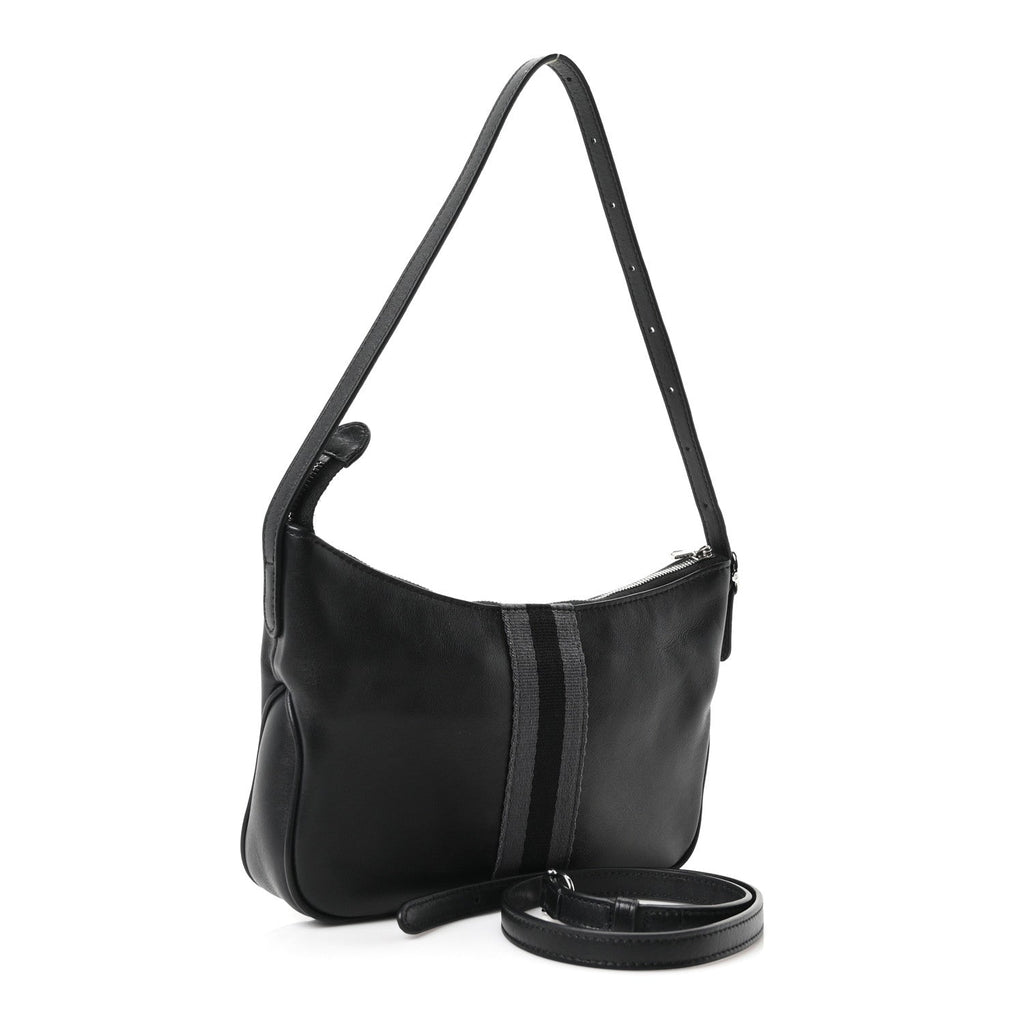 Gucci Calfskin Web Small Lunetta Crossbody Bag Black