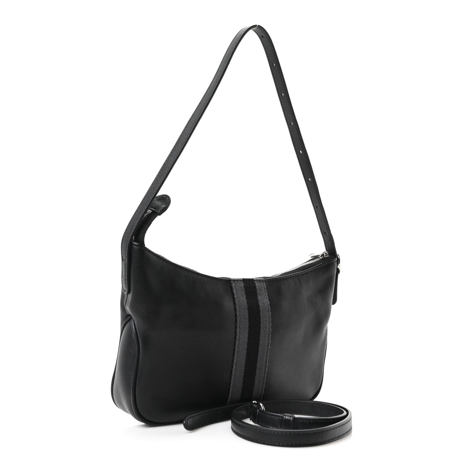 Gucci Calfskin Web Small Lunetta Crossbody Bag Black