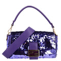 Fendi Sequin Paillettes Shiny Nappa Sex and the City Baguette Viola Purple Rain