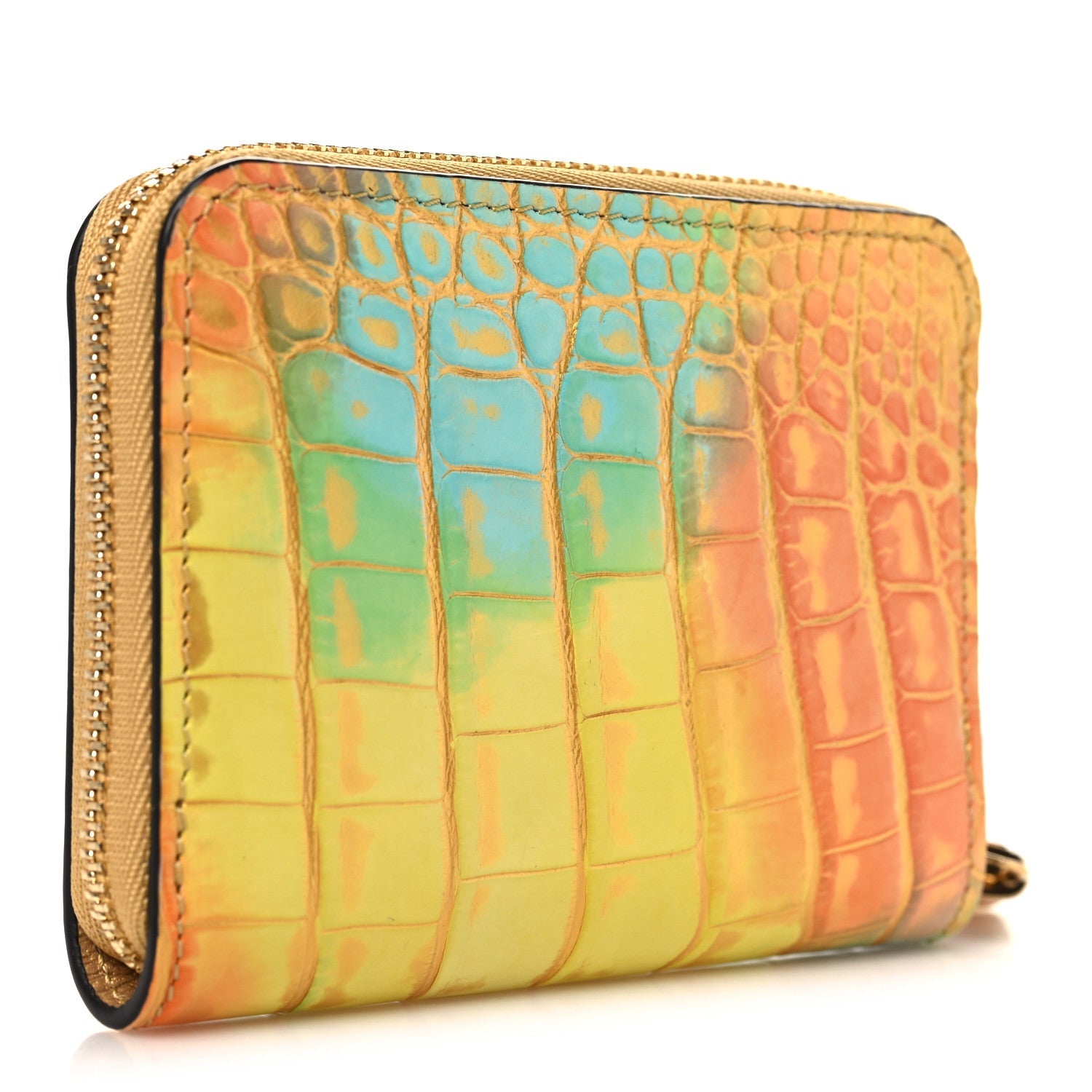 Louis Vuitton Crocodile Zippy Coin Purse Yellow Multicolor