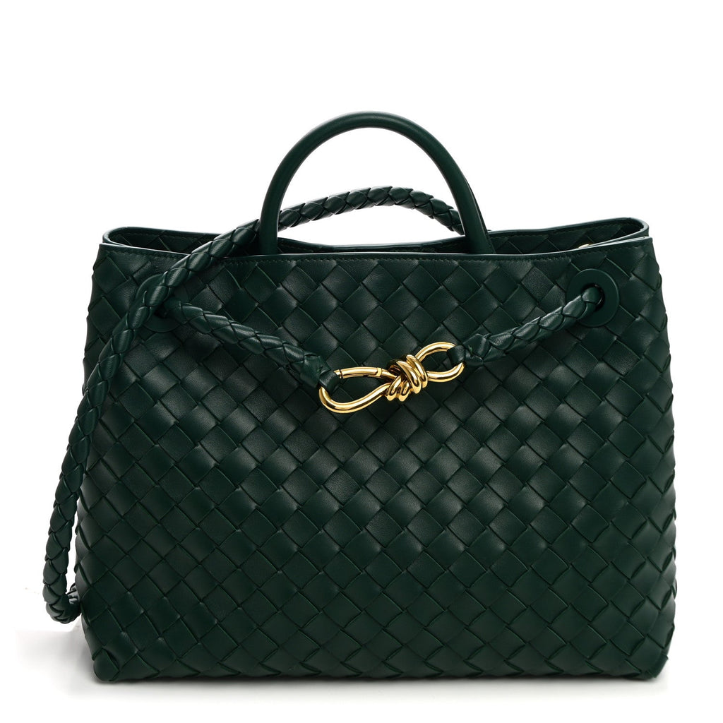 Bottega Veneta Nappa Intrecciato Medium Andiamo Shoulder Bag Emerald Green