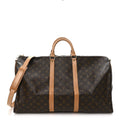 Louis Vuitton Keepall 55 Bandouliere monogram canvas front view
