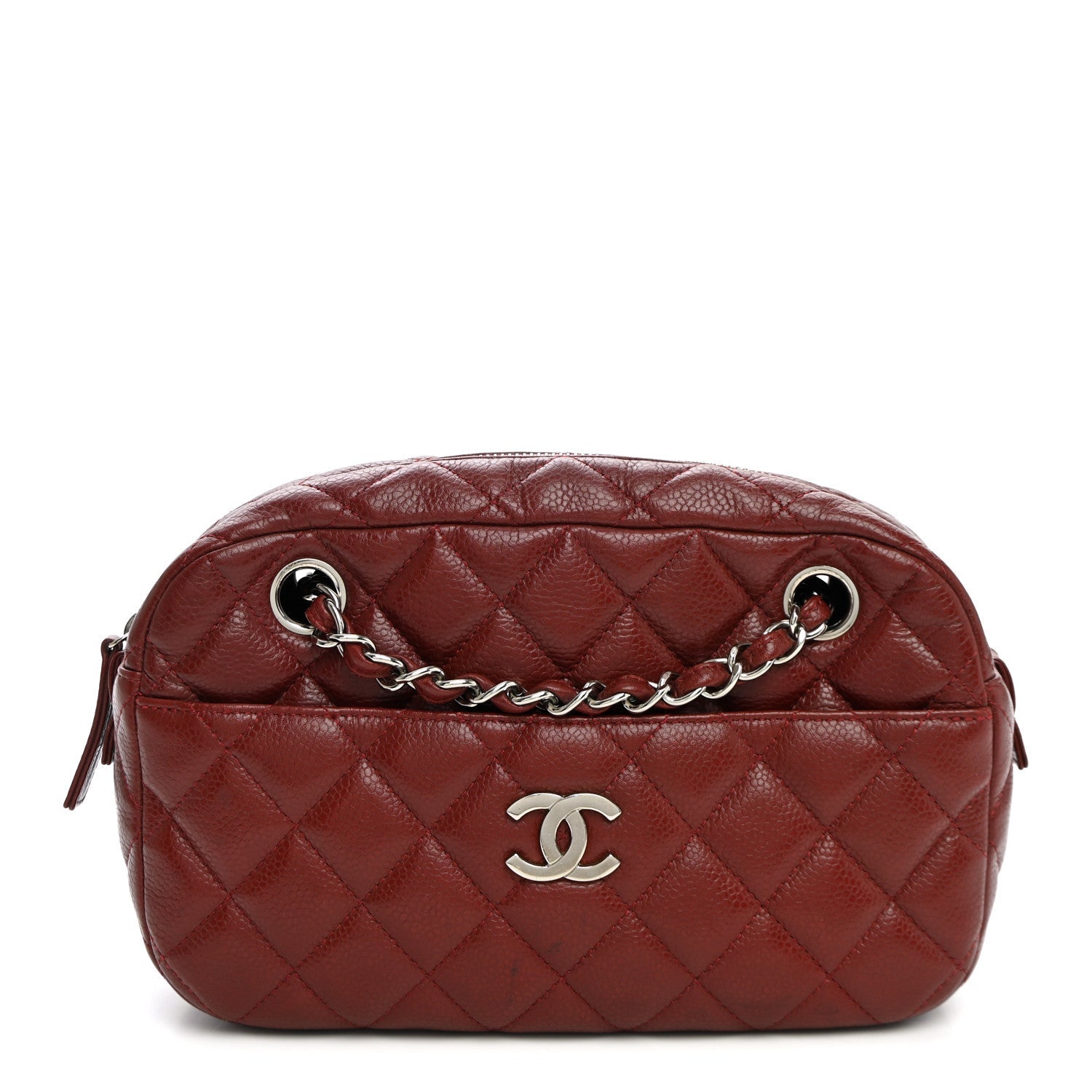 Chanel Caviar Quilted Camera Case Burgundy