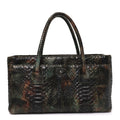 Chanel Snakeskin Executive Cerf Shopper Tote Green Brown