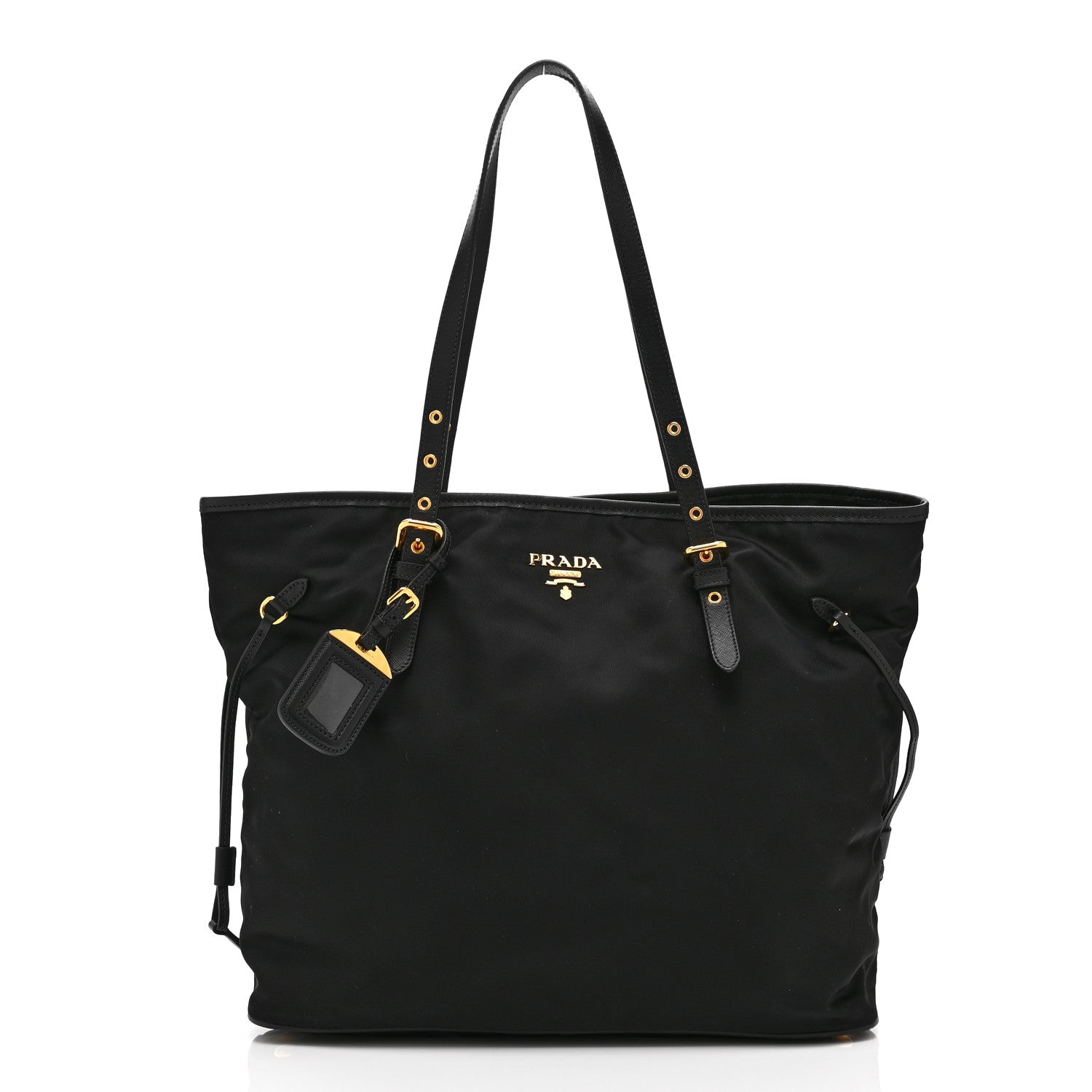 Prada Tessuto Nylon Saffiano Shopping Tote Black