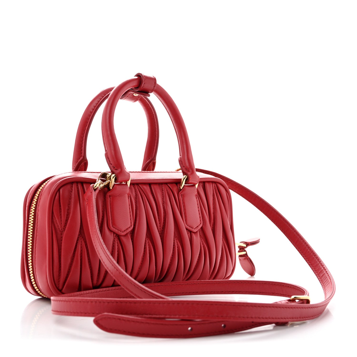 Miu Miu Nappa Matelasse Regular Arcadie Top Handle Bag Rosso