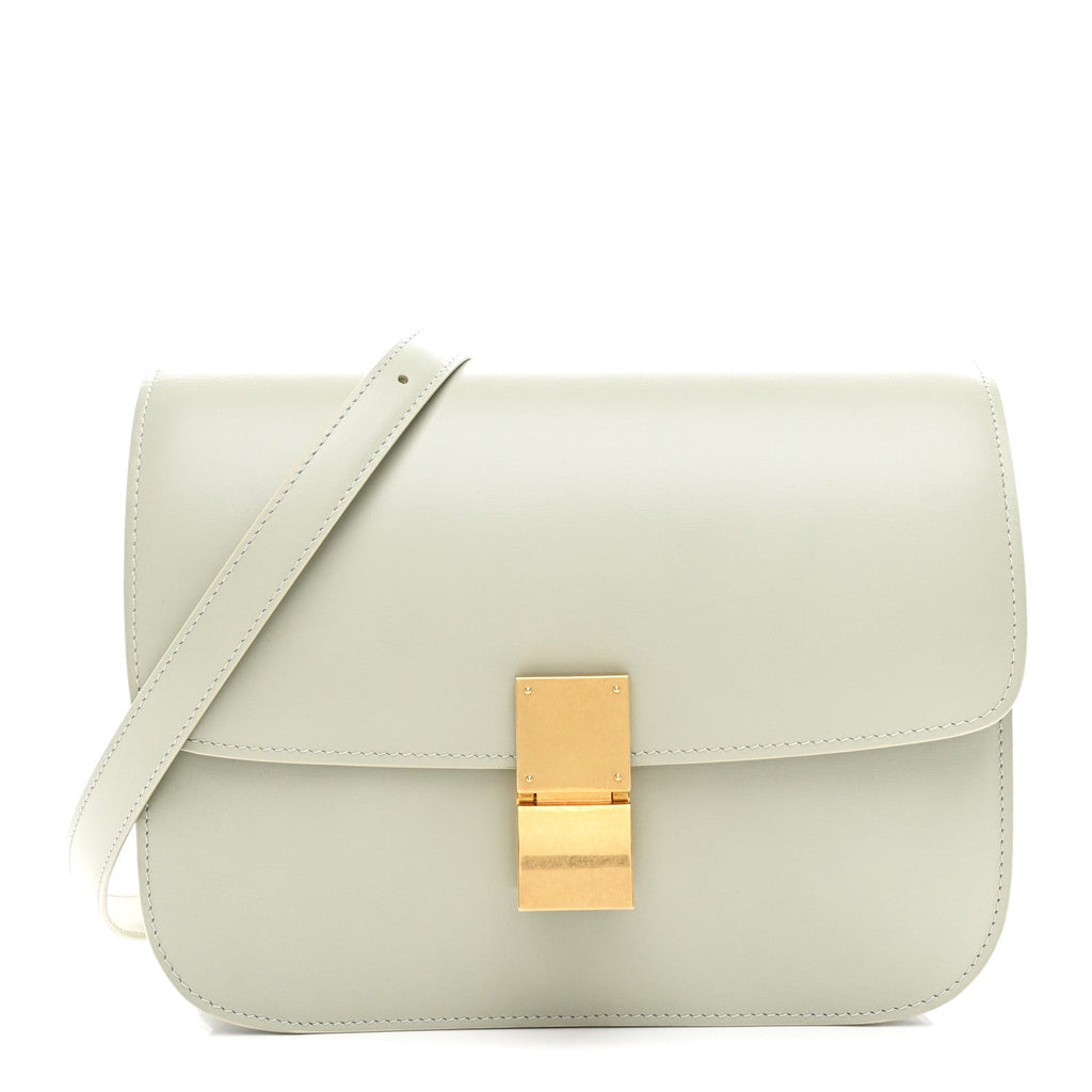 Celine Box Calfskin Medium Classic Box Flap Bag Vert D'eau