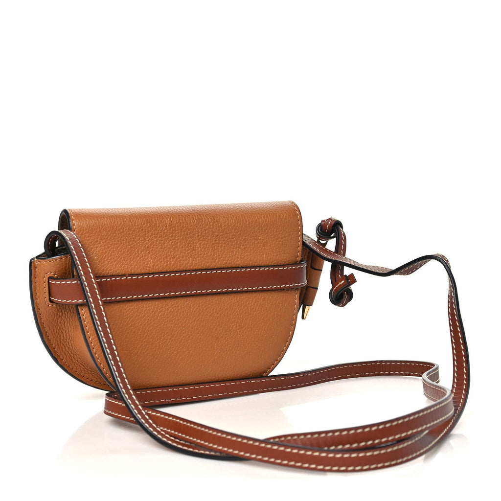 Loewe Grained Calfskin Mini Gate Crossbody Bag Caramel Pecan