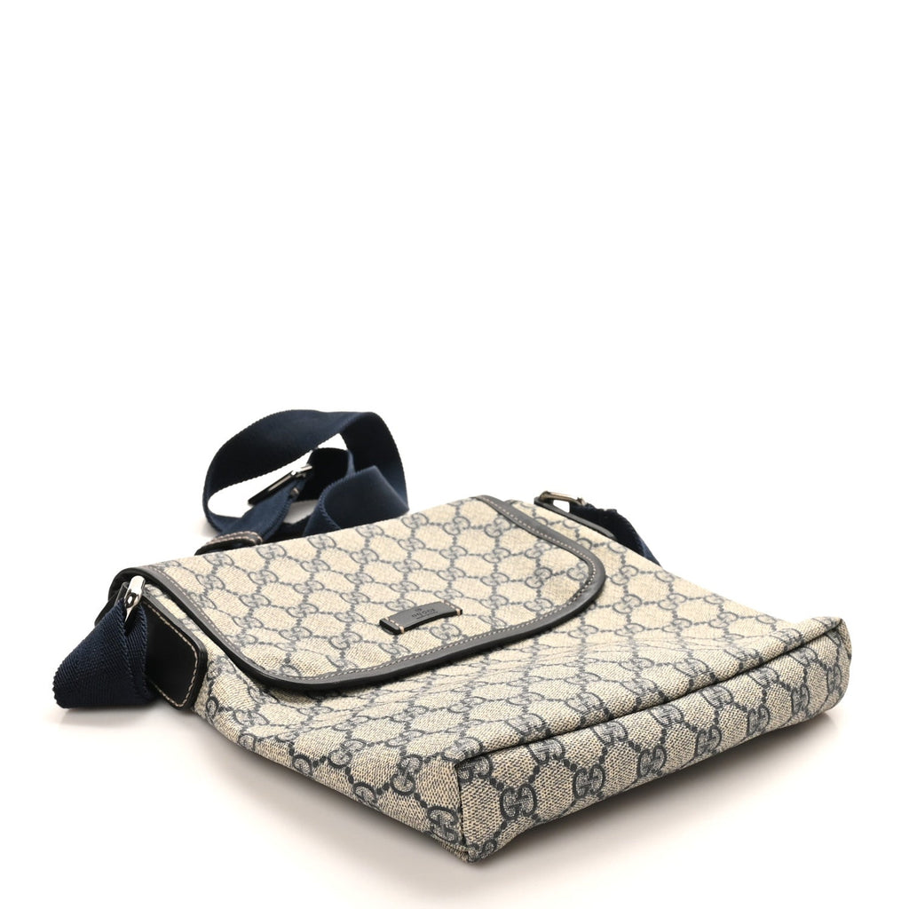 Gucci GG Plus Monogram Sellieria Calfskin Small Flap Messenger Bag Beige Blue