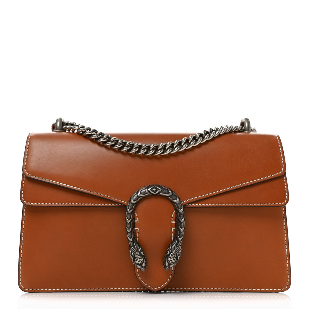 Gucci Calfskin Small Dionysus Shoulder Bag Harness Brown