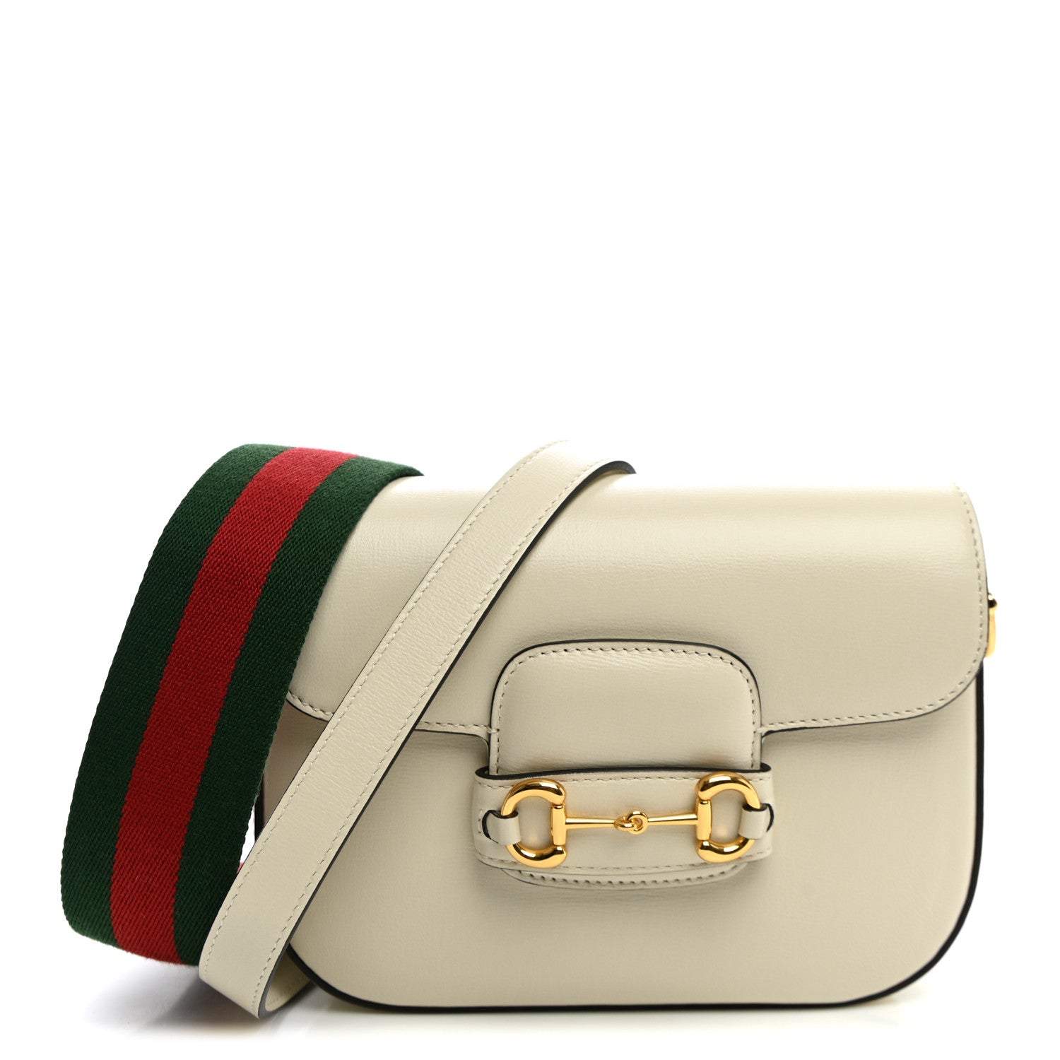 Gucci Azalea Calfskin Web Mini Horsebit 1955 Shoulder Bag Mystic White