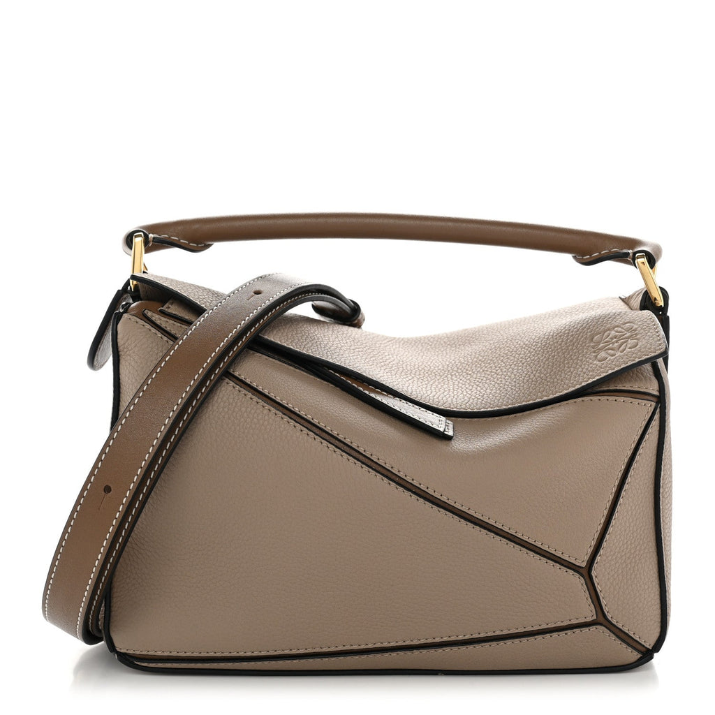 Loewe Grained Calfskin Small Puzzle Bag Sand Mink