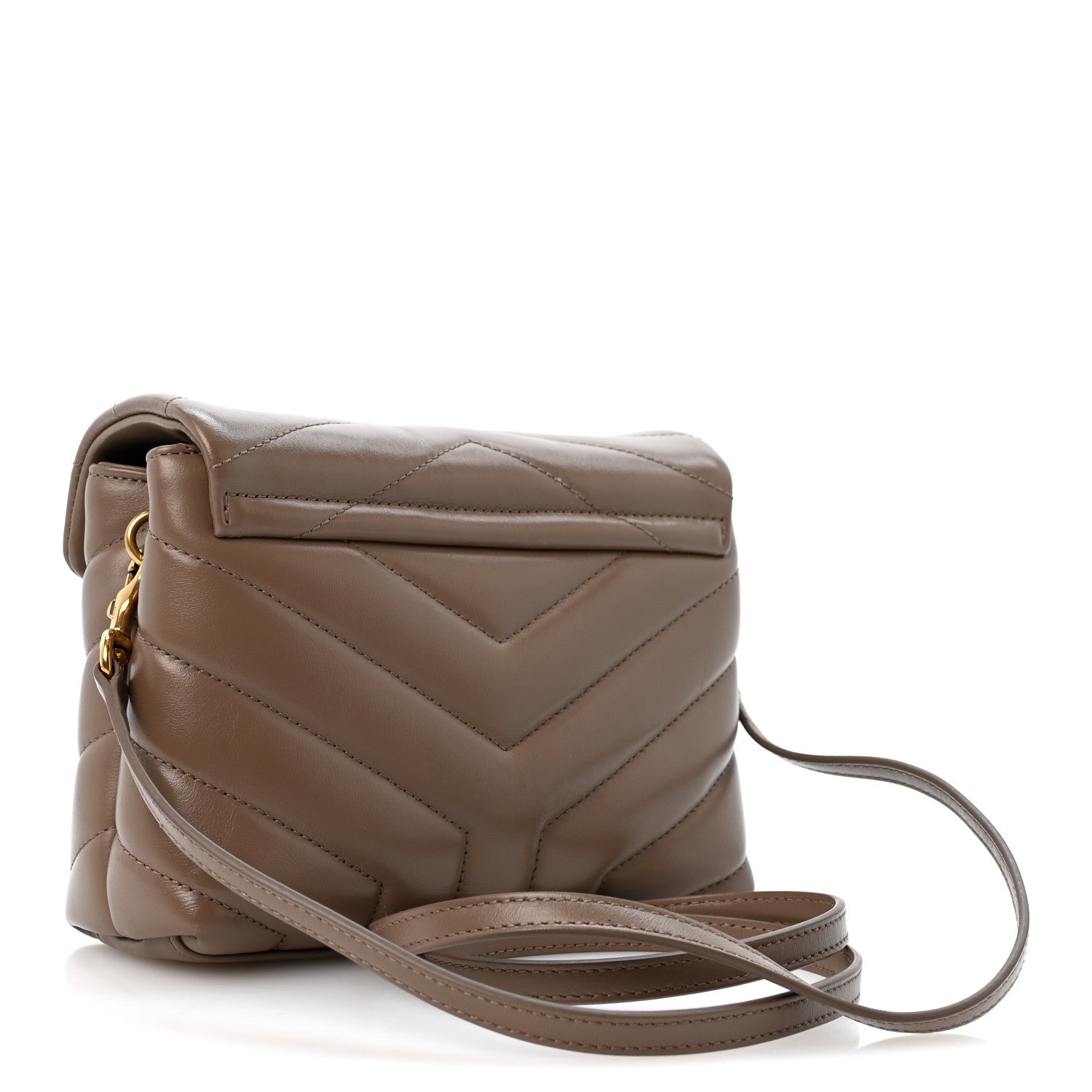 Saint Laurent Calfskin Y Quilted Monogram Toy Loulou Crossbody Bag Taupe