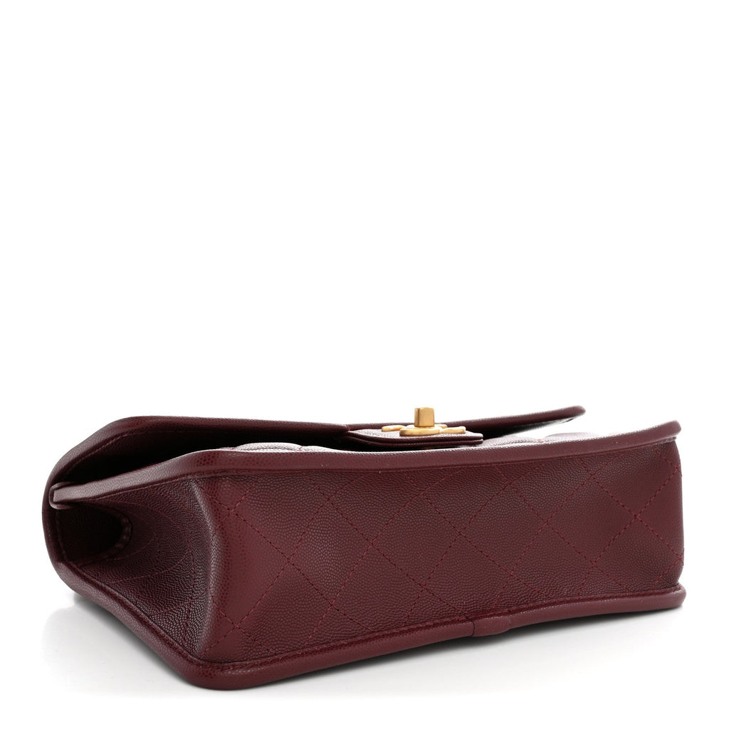 Chanel Caviar Quilted School Memory Top Handle Flap Burgundy