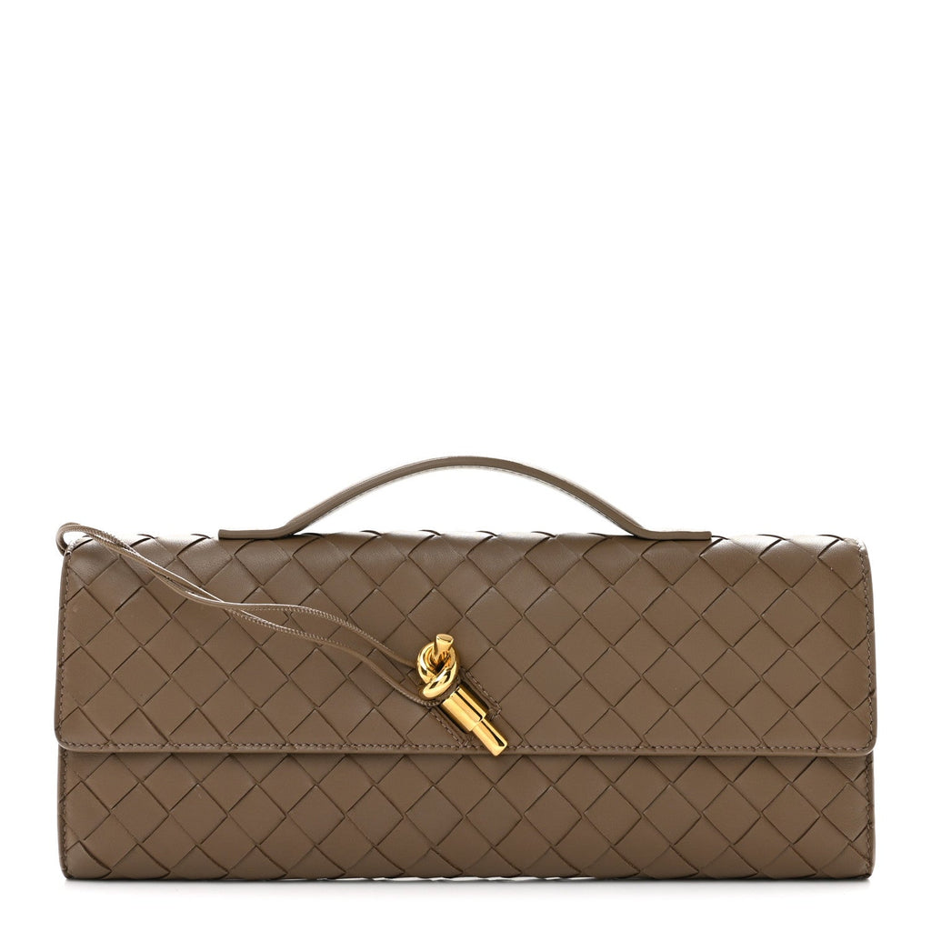 Bottega Veneta Nappa Intrecciato Long Andiamo Top Handle Clutch Pinecone