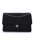 Chanel Denim Quilted XXL Travel Flap Bag Dark Blue