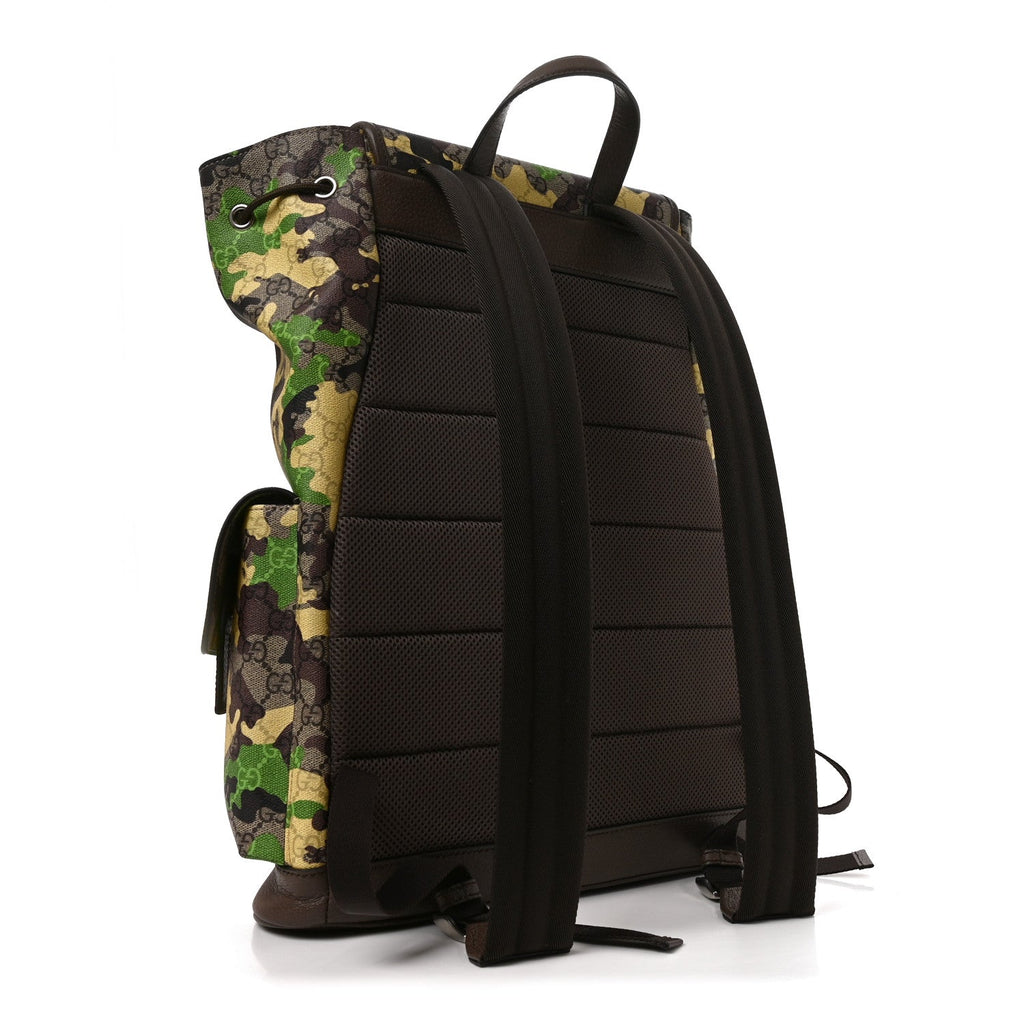 Gucci GG Supreme Monogram Camouflage Large Backpack Green Multicolor