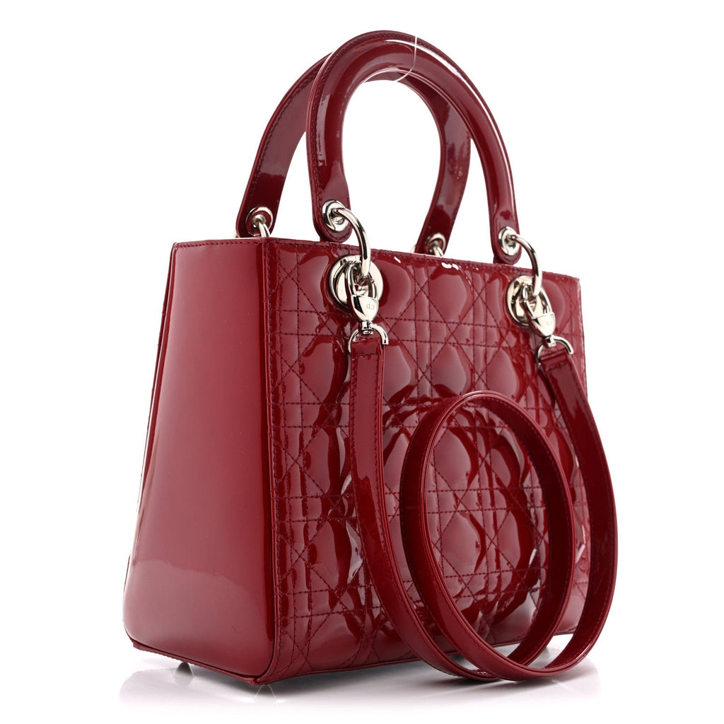 Dior Patent Cannage Medium Lady Dior Red
