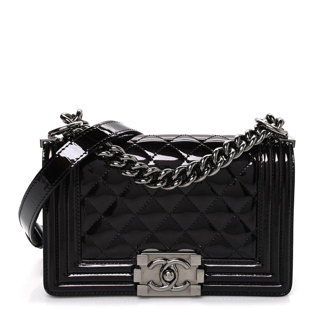 Chanel Patent Calfskin Quilted Small Boy Flap Burgundy