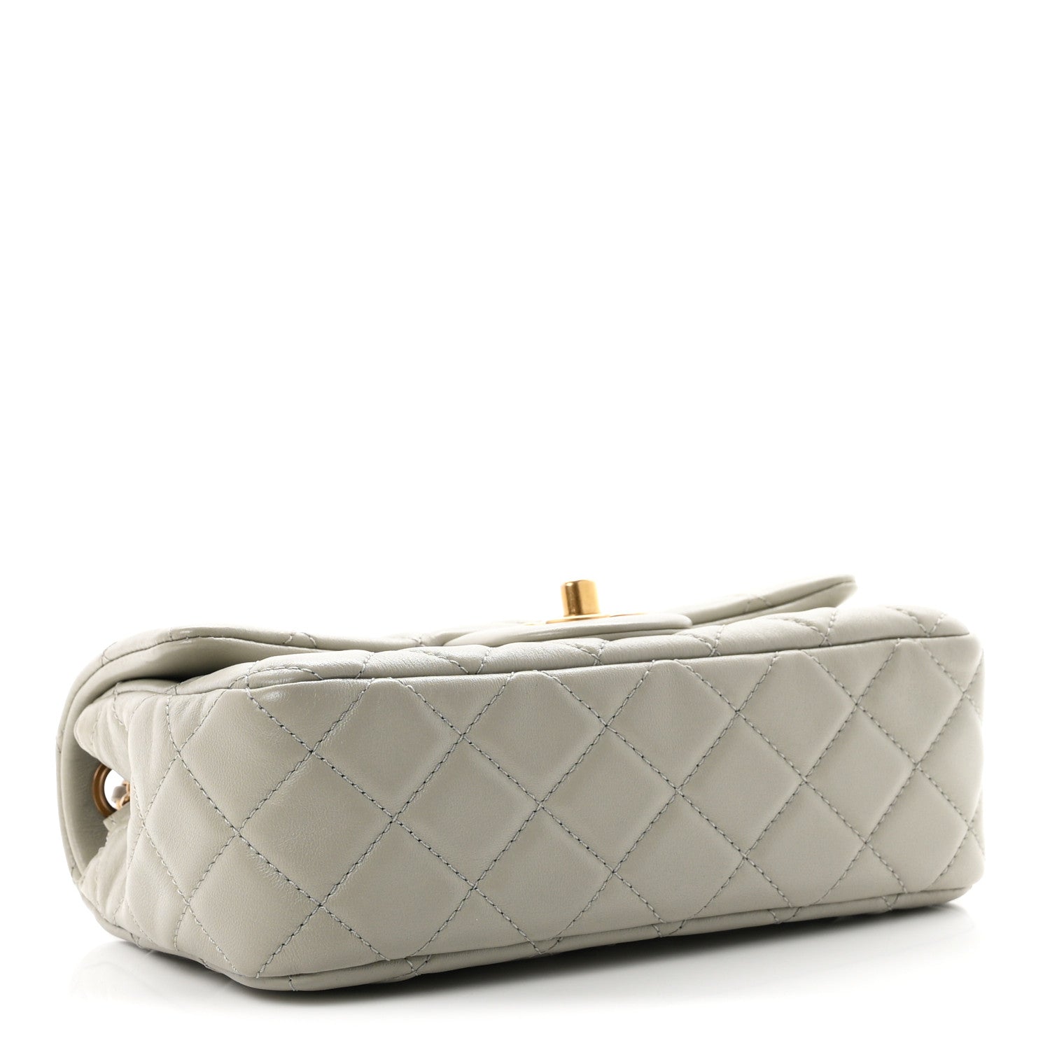 Chanel Lambskin Quilted Mini Rectangular Pearl Crush Flap Grey