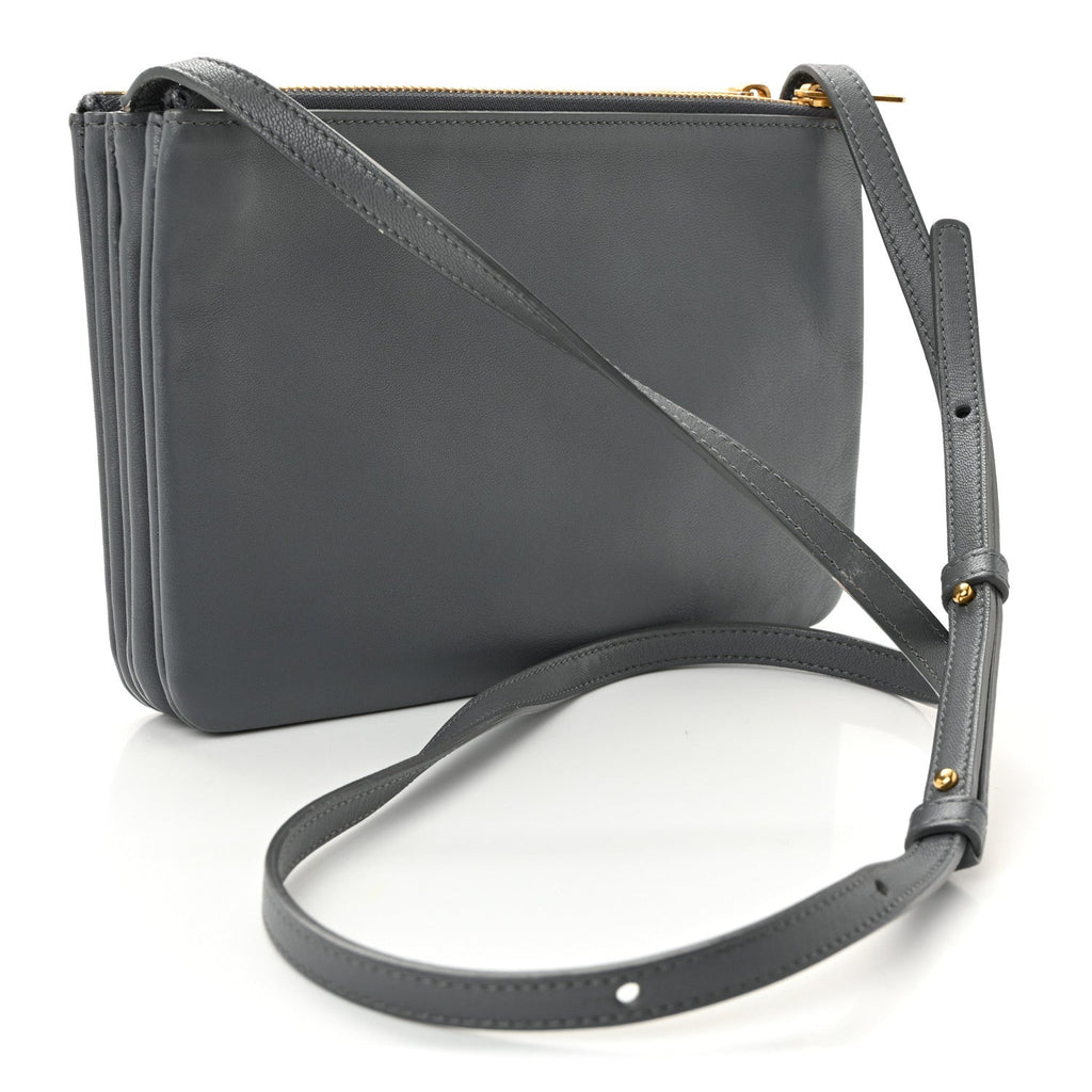 Celine Lambskin Small Trio Crossbody Bag Medium Grey