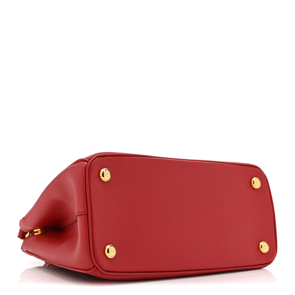 Prada Saffiano Lux Small Galleria Double Zip Tote Fuoco