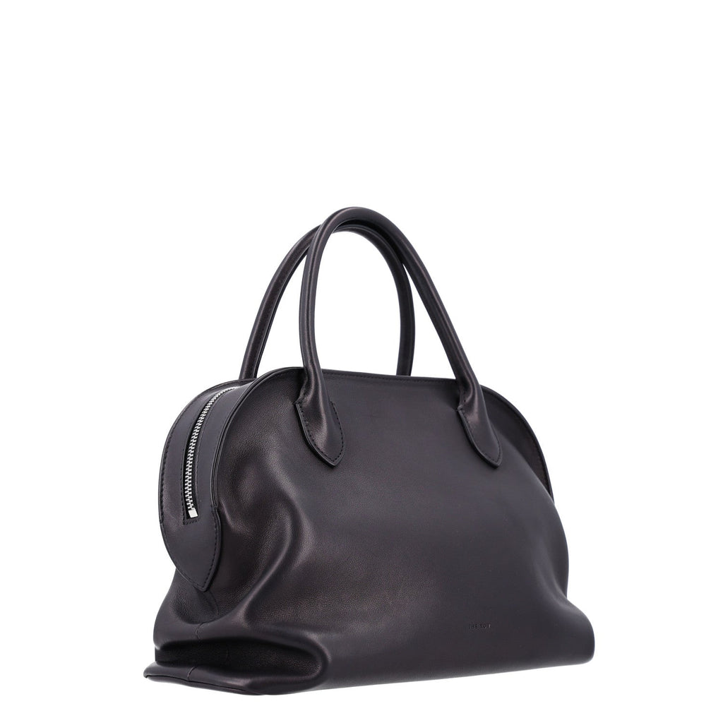 The Row Polished Saddle Calfskin Agnes Bag Black