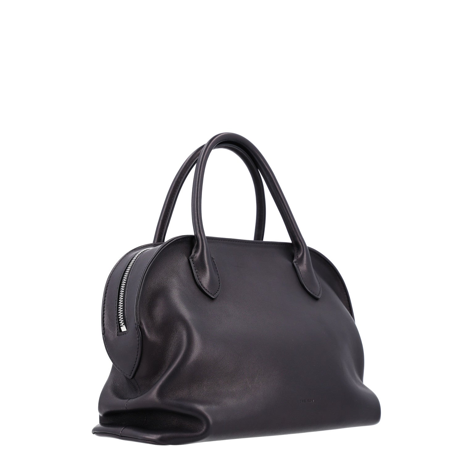 The Row Polished Saddle Calfskin Agnes Bag Black