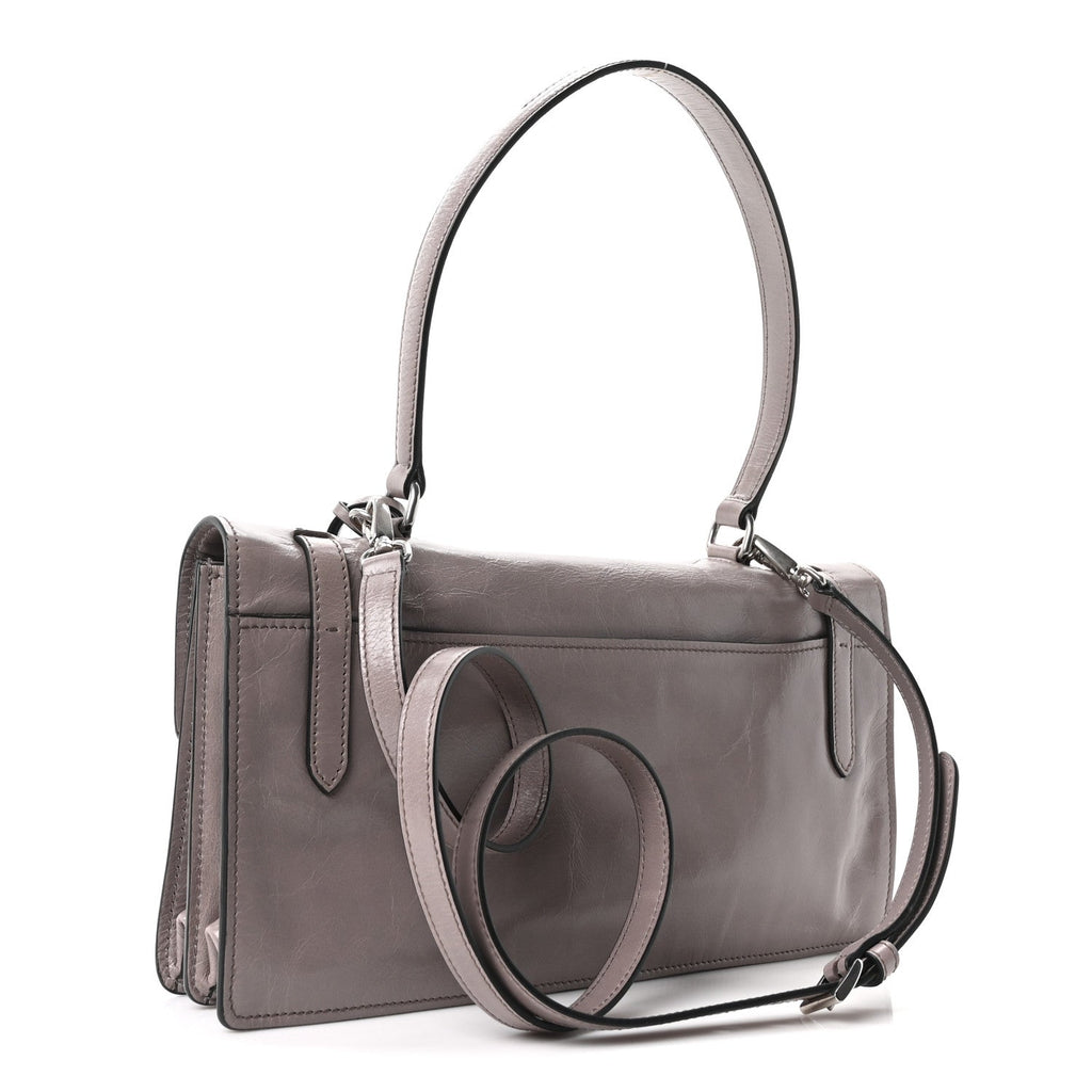 Prada Glossy Calfskin Medium Sound Shoulder Bag Peltro