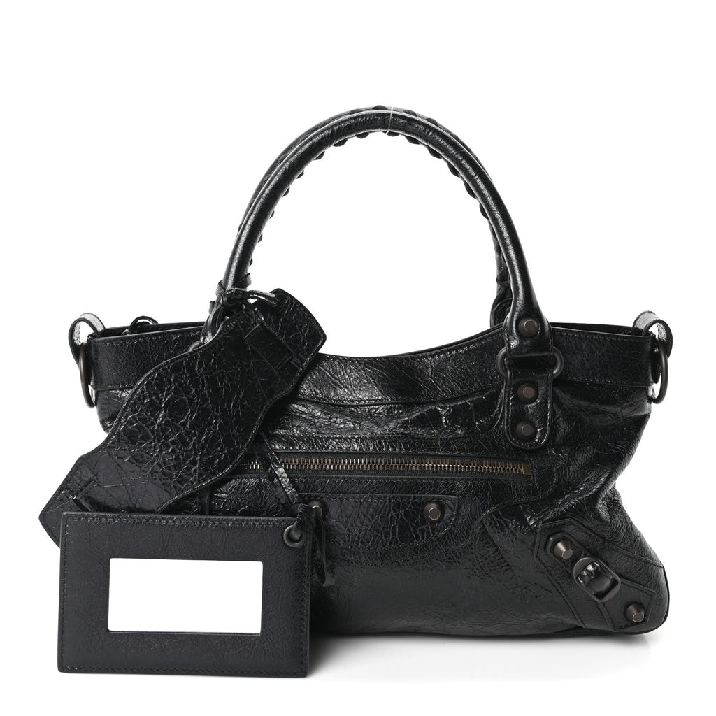 Balenciaga Agneau Arena Classic Hardware Le City First Bag Black