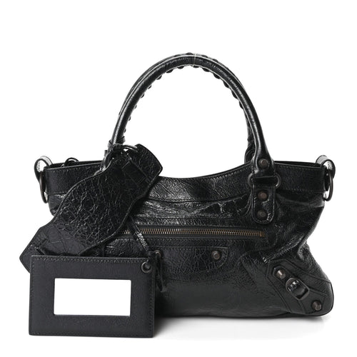 Balenciaga Agneau Arena Classic Hardware Le City First Bag Black