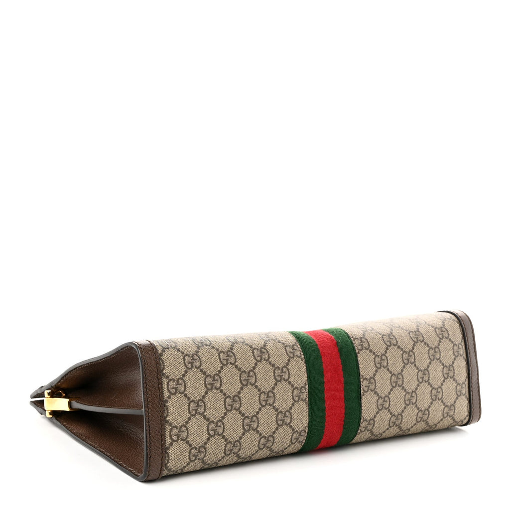 Gucci GG Supreme Monogram Web Medium Ophidia Chain Shoulder Bag Brown