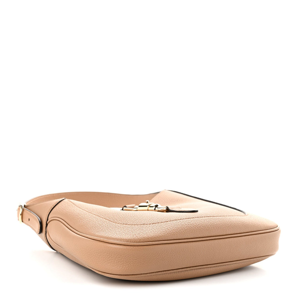 Gucci Grained Calfskin Web Medium Jackie 1961 Hobo Taupe