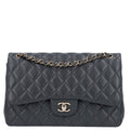 Chanel Lambskin Quilted Jumbo Double Flap Dark Grey