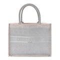 Dior Canvas Embroidered Cannage Medium Book Tote Stone