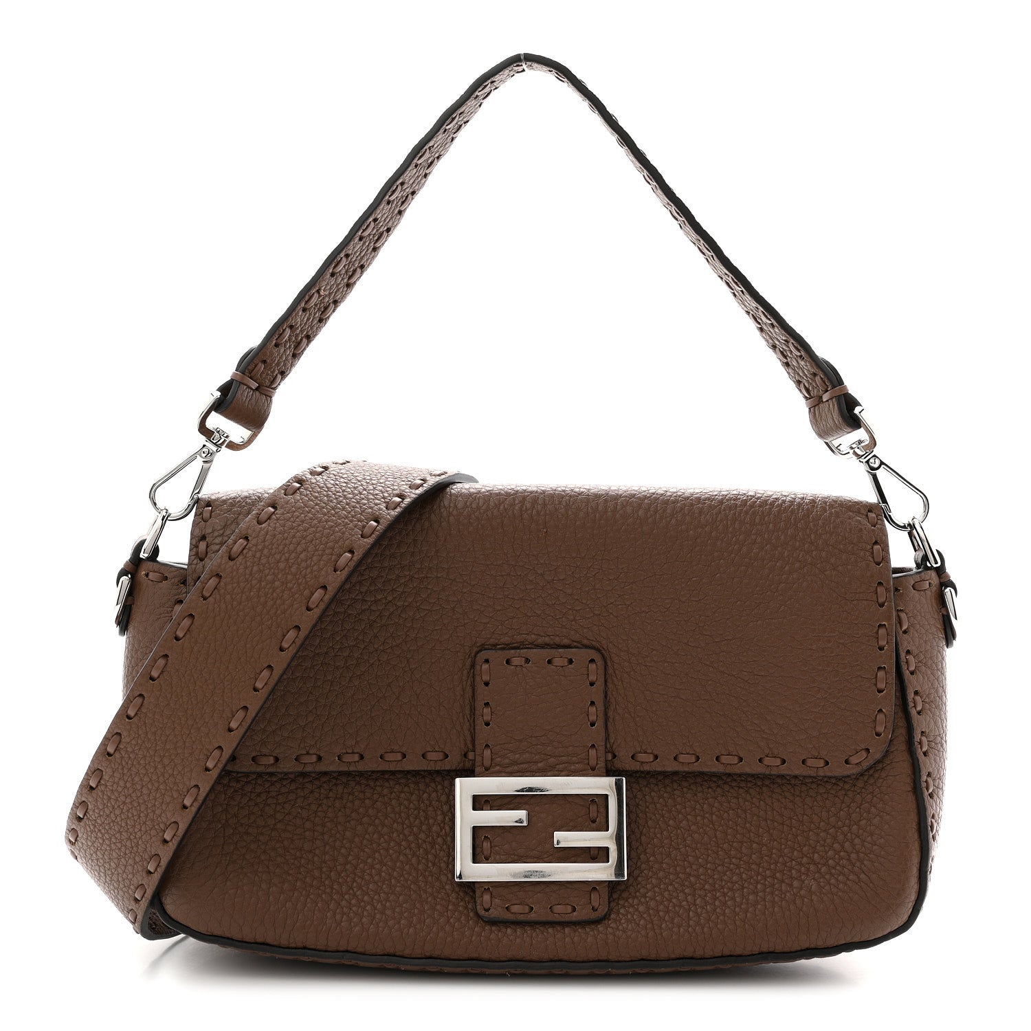 Fendi Cuoio Roma Sellerissima Nappa Sintetica Tape Stitch Baguette Fettuccia