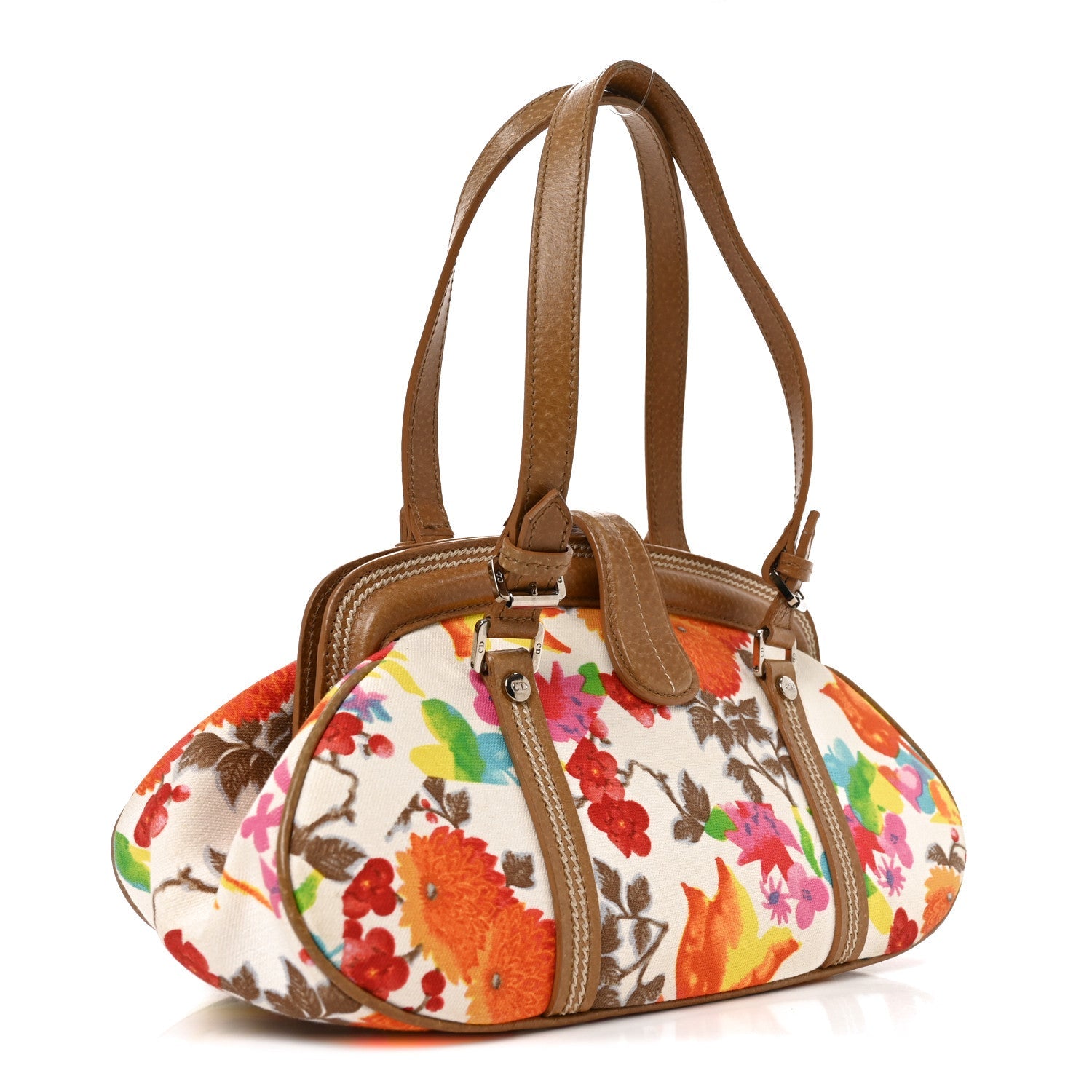 Dior Canvas Floral Print Detective Satchel Multicolor