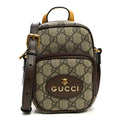 Gucci GG Supreme Monogram Mini Neo Vintage Double Zip Messenger Bag Beige New Acero Crop