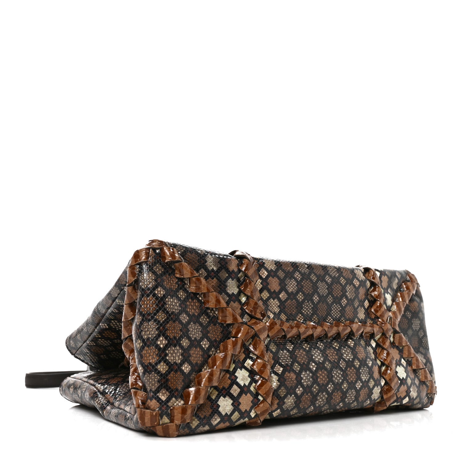 Bottega Veneta Karung Snakeskin Mini Roma Brown Multicolor