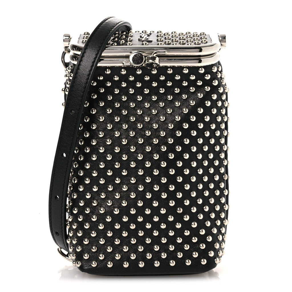 Saint Laurent Lambskin Studded Small Sac Charniere Black
