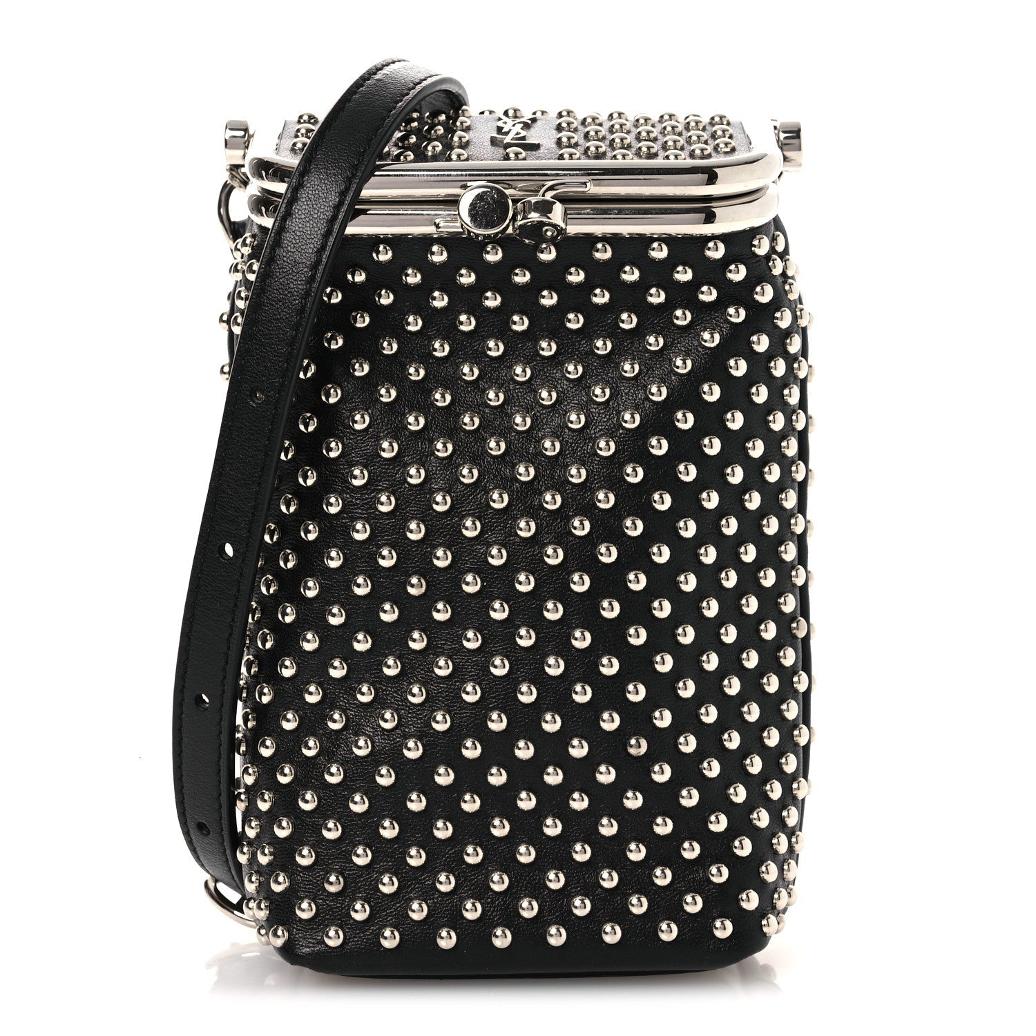 Saint Laurent Lambskin Studded Small Sac Charniere Black