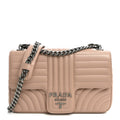 Prada Soft Calfskin Impunture Diagramme Medium Chain Flap Shoulder Bag Cipria