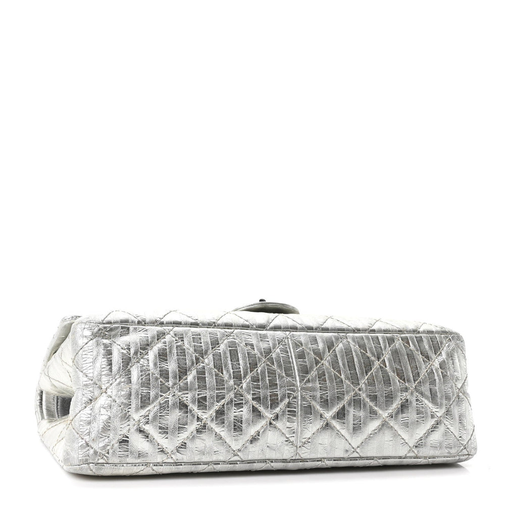 Chanel Metallic Striped Calfskin 2.55 Reissue 226 Flap Silver Silver