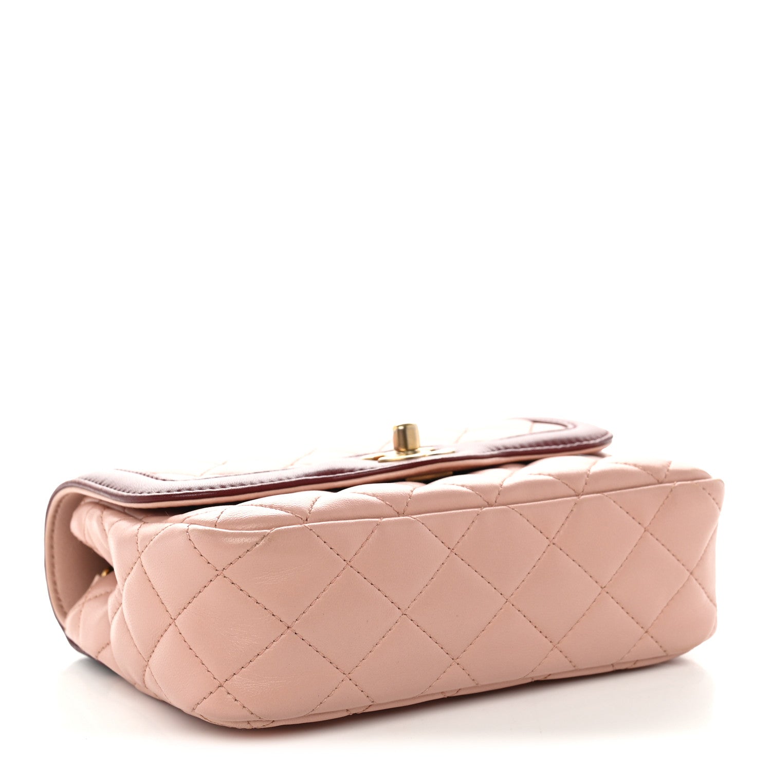 Chanel Lambskin Quilted Mini Two Tone Day Flap Pink Burgundy