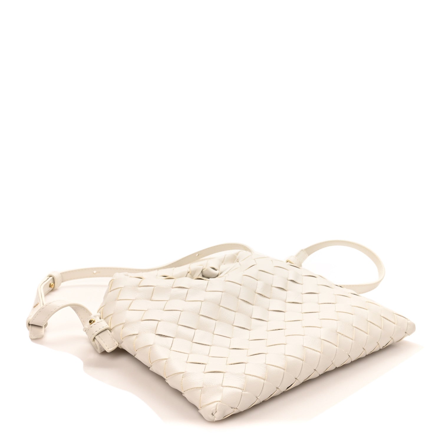 Bottega Veneta Calfskin Intrecciato Mini Hop White