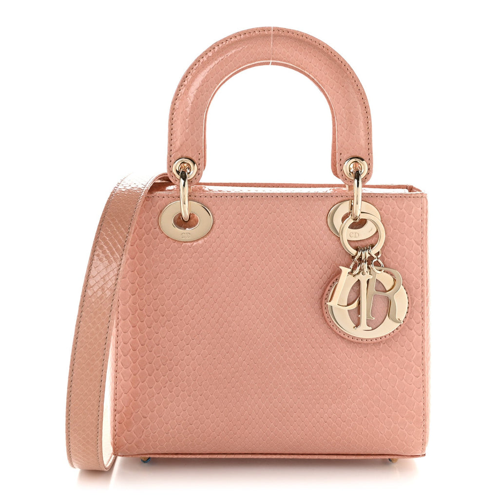 Dior Snakeskin Small Lady Dior Pink