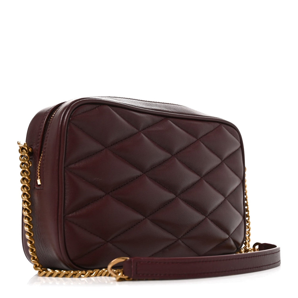 Saint Laurent Lambskin Quilted Mini Camera Bag Rouge Cabernet